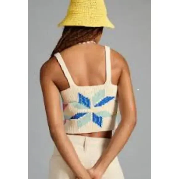 MOTHER Varsity Cropped Sweater Vest Designer Knit S Small - Picture 3 of 10